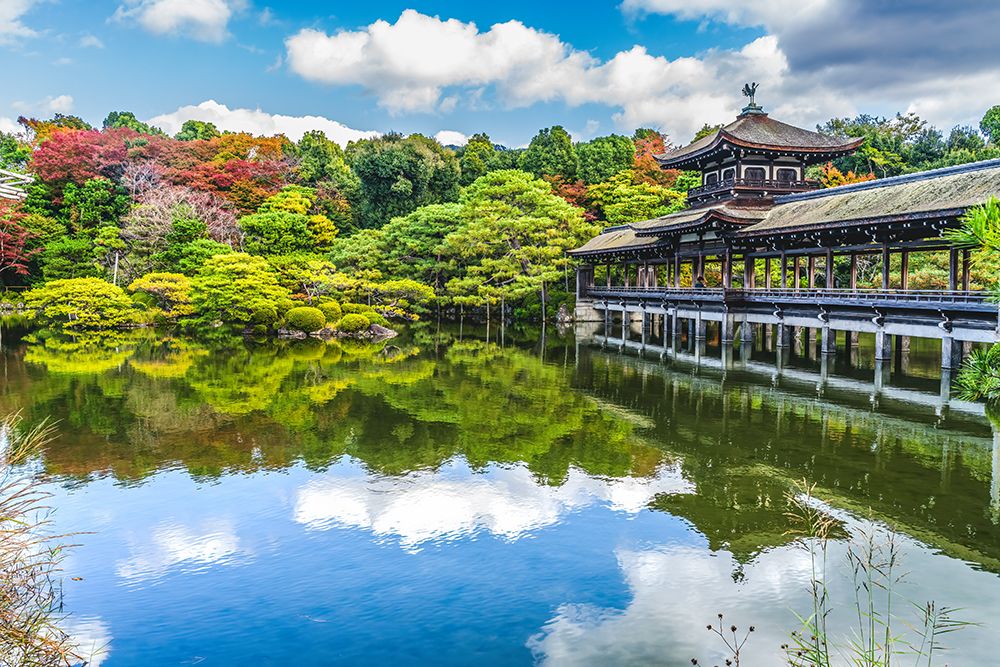 Colorful Autumn, Taihei-kaku, Heian-jingu Shrine, Kyoto, Japan.